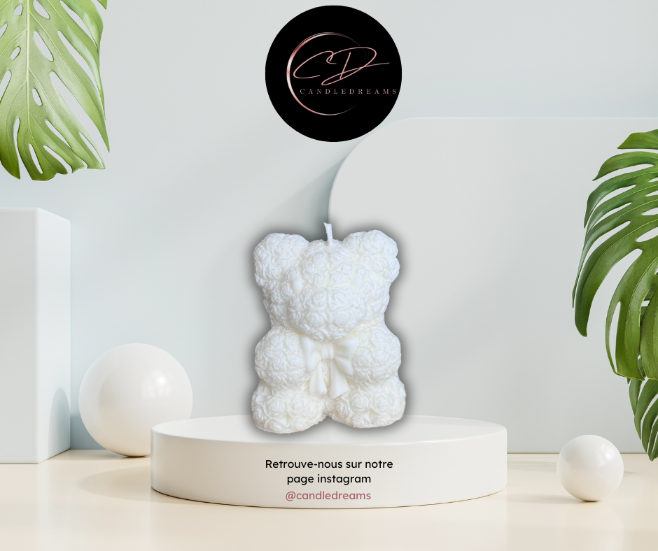 Bougie nounours avec noeud