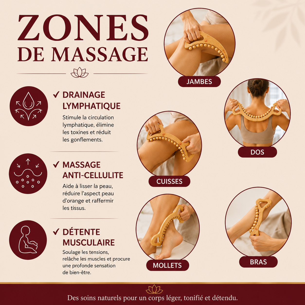 Arc de massage drainant en bois