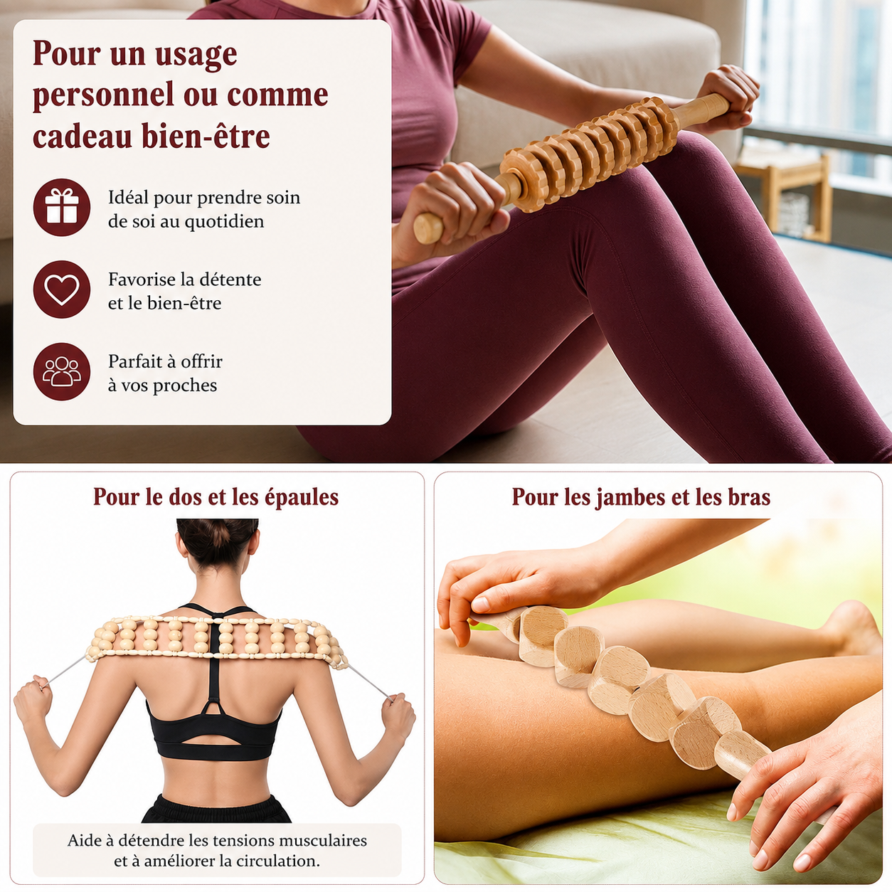 Kit Découverte - 3 outils de madérothérapie en bois