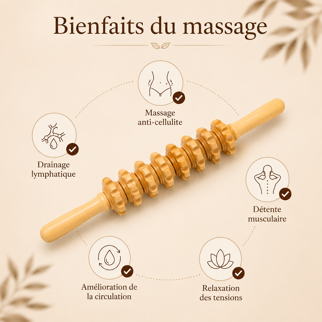 Grand rouleau de massage drainant