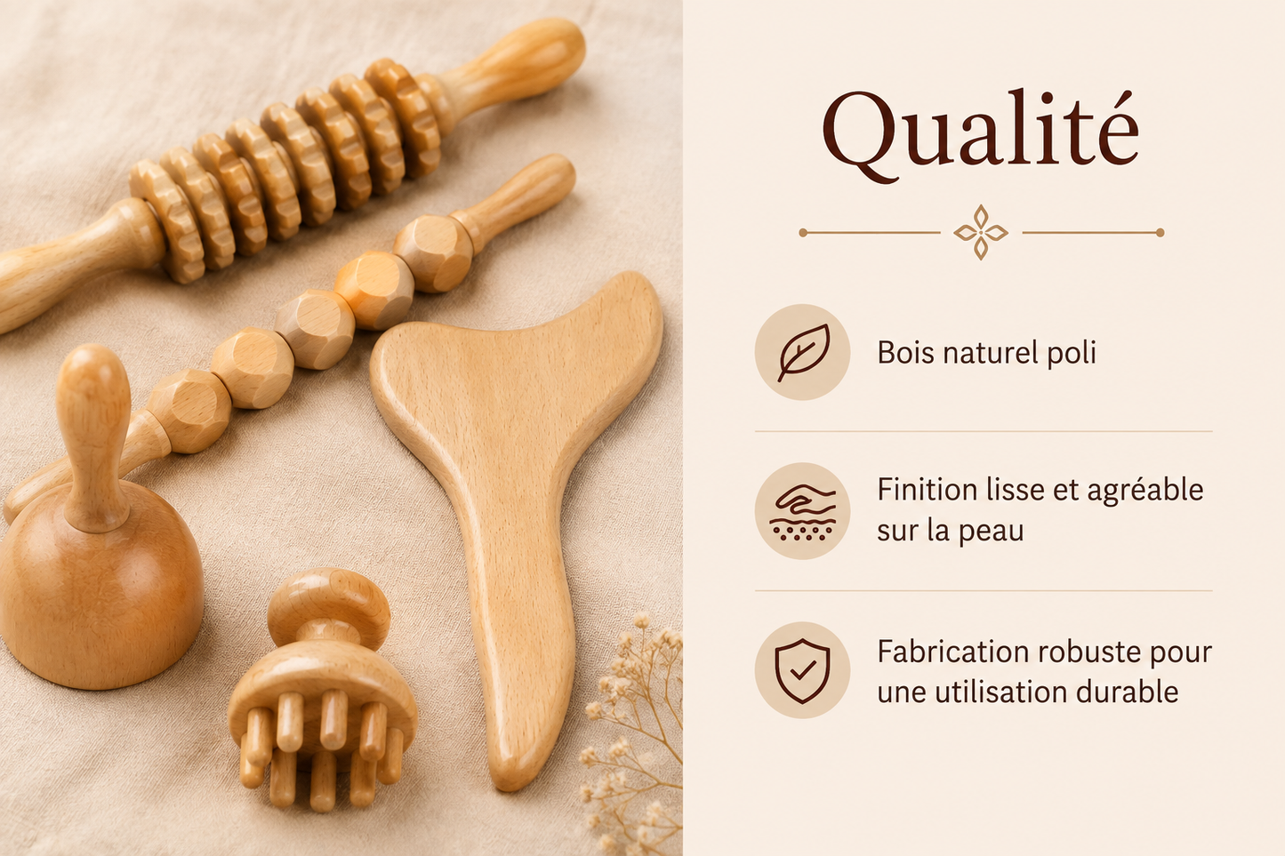 Kit Professionnel - 5 outils de maderothérapie en bois