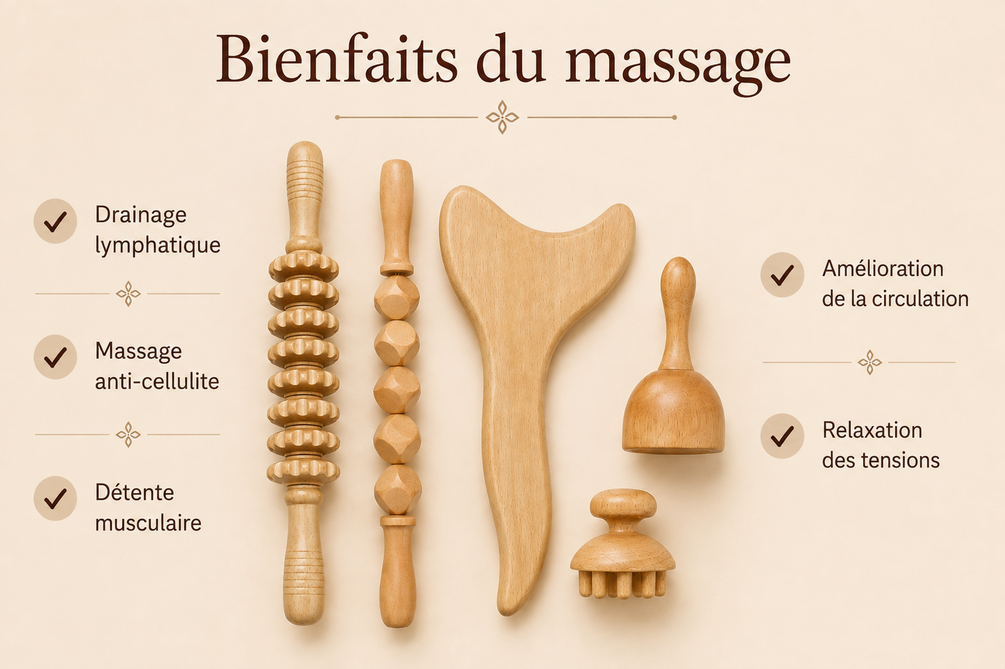 Kit Professionnel - 5 outils de maderothérapie en bois
